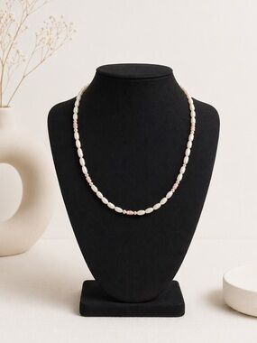 Vintage Delicate Cream and Pink Freshwater Pearl Necklace